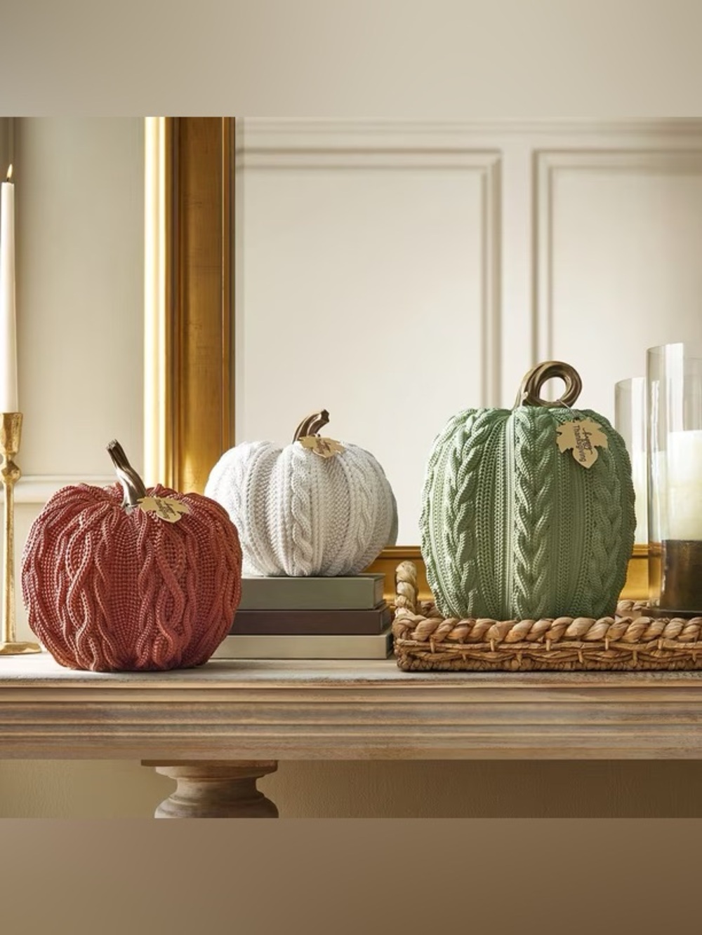 Decorative Harvest Pumpkins, Set of 3